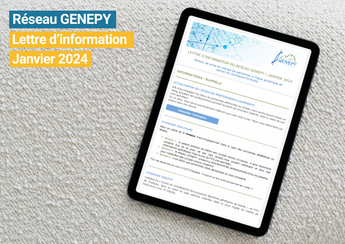 Lettre d’information du réseau GENEPY – Janvier 2024